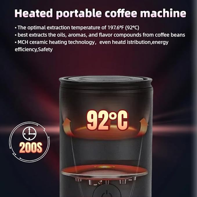 Portable Espresso Maker with 20Bar Pressure &amp 7500mAh Battery - Fast Heating Coffee Machine for Travel Camping - Compatible with Grounds &amp Nespresso - Compact 640g Food-Grade Stainless Steel