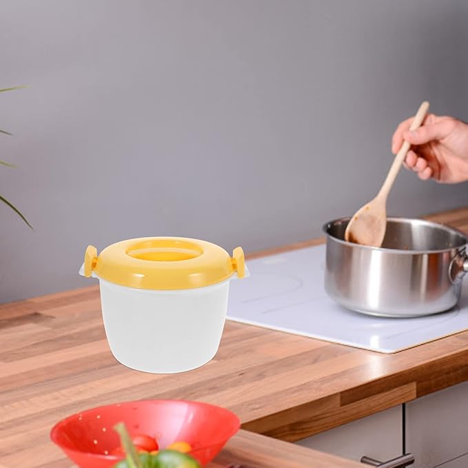 EKsma Microwave Rice Cooker for Small Multifunction Insulated Lunch Box Cookware for Microwave Oven Airtight Food Storage for Rice Veggies and Casseroles(Yellow)