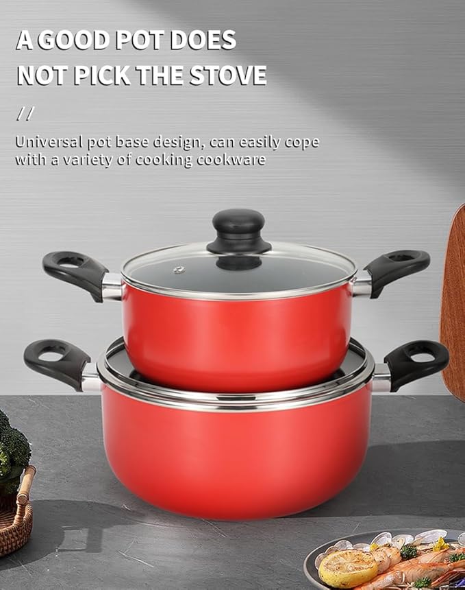 Nonstick Cookware Set 8-Piece Kitchen Pots and Pans Set Dishwasher &amp Oven Safe Induction Ready &amp Evenly Heats includes Frying Pans Sauce Pans and Stock Pot with Lids
