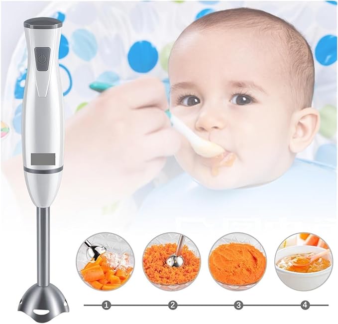 Fit for Electric Hand Blender - Detachable Kitchen Mixer with Stainless Steel Blade for Smoothies Soups and More(White)