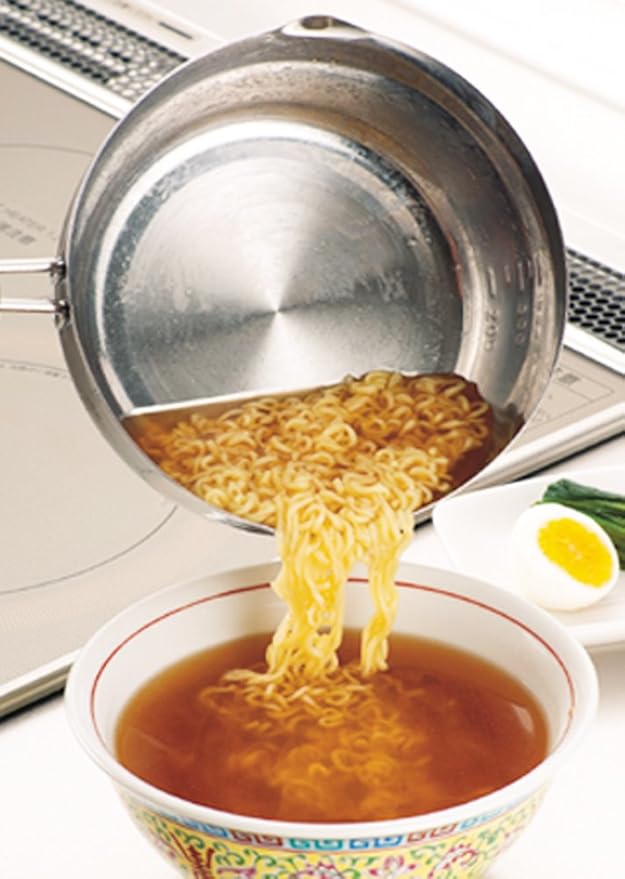 Shimomura Planning 31214 One-Handed Pot 7.1 inches (18 cm) Graduated (Made in Japan) Direct Fire Induction Compatible Includes Spout Marks Mirror Finish Multi-purpose Yukihira Pot Miso Soup