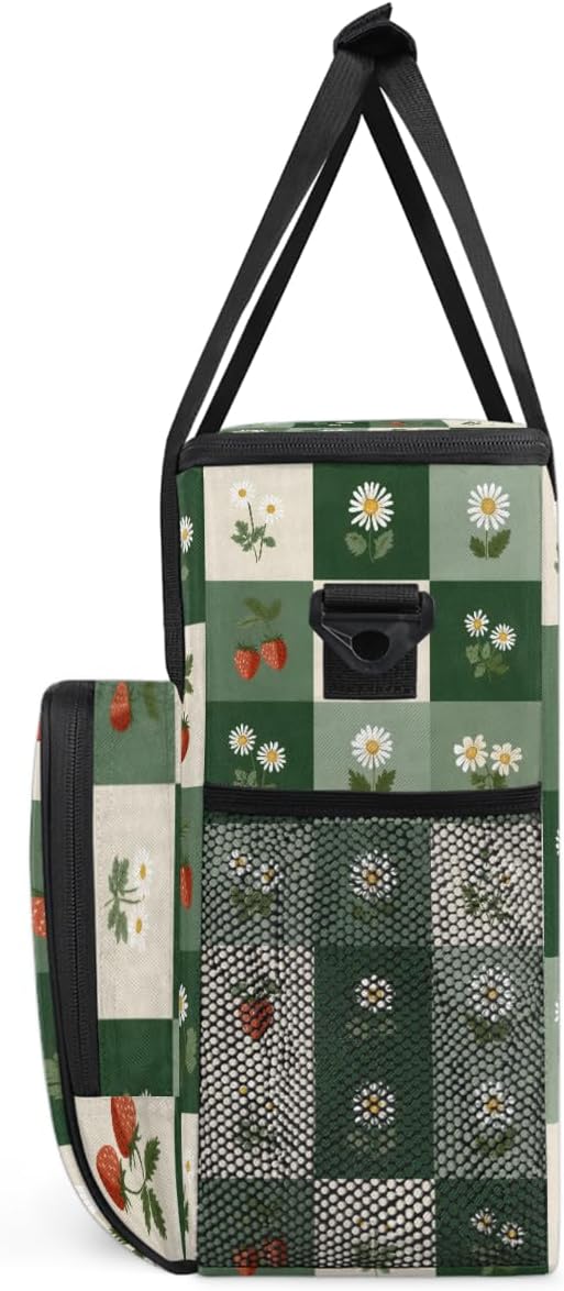 cfpolar Daisy Strawberry Coffee Maker Carrying Bag Coffee Machine Travel Storage Bag Compatible with K-Mini or K-Mini Plus Portable Single Serve Coffees Brewer Case with Pockets for K-Cup Pods