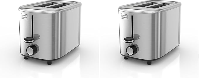 BLACK+DECKER® Toaster with 7 Toast Shade Settings Extra-Wide Slots for Bagels Stainless Steel Exterior Finish 2-Slice (Pack of 2)