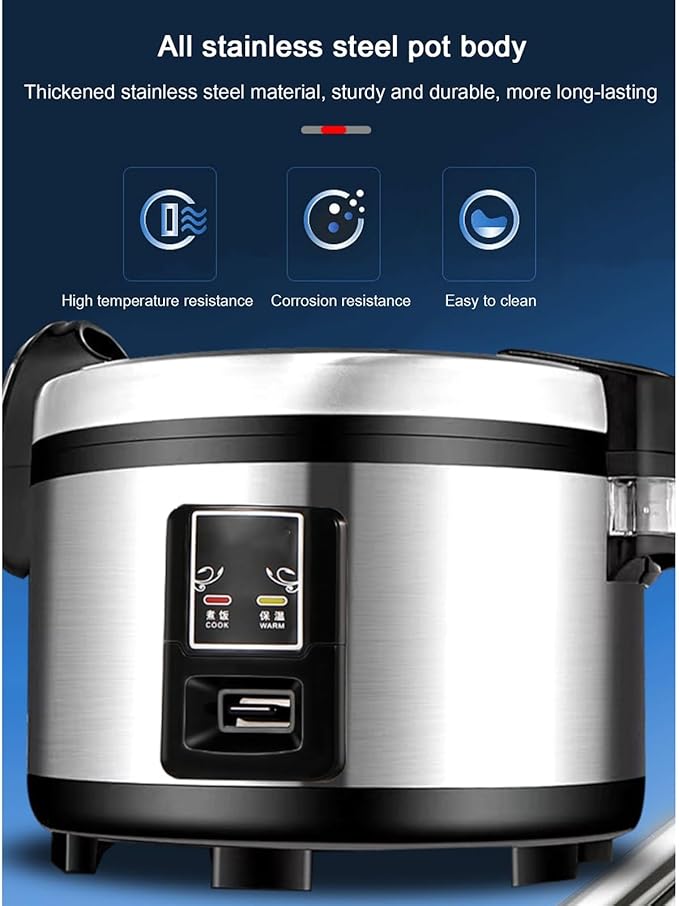 Commercial Rice Cooker Large Capacity Stainless Steel Rice Cooker 10-25L for Restaurant Canteen PartyRice Warmer for 24H(10L)