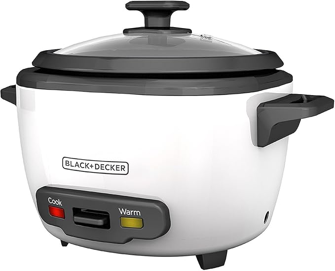 Black+Decker 2-in-1 Rice Cooker and Food Steamer 16 Cup (7 Cup Uncooked) White RC516C