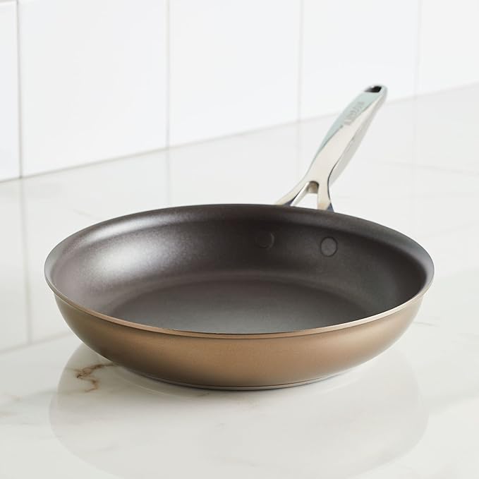 Anolon Ascend Hard Anodized Nonstick Frying Pan/Skillet - Good for All Stovetops (Gas Glass Top Electric &amp Induction) Dishwasher &amp Oven Safe with Stainless Steel Handle10 Inch - Bronze