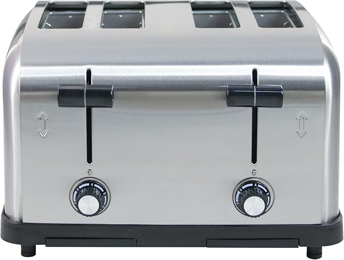 Clivia Commercial Toaster for Restaurant 4 Slice ToasterCommercial Bread Heating Machine Automatic Pop-UpStainless Steel Bread OvensSilver