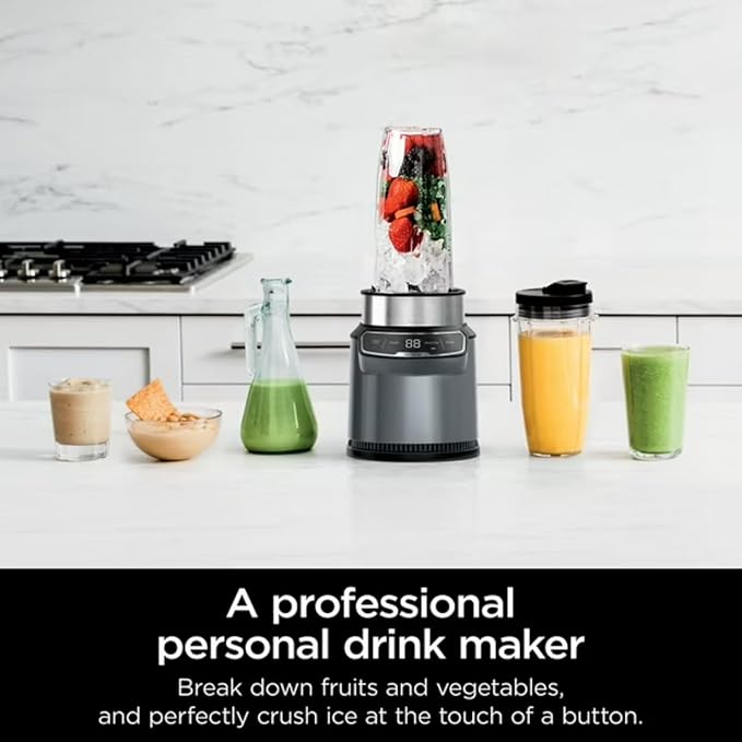 Personal Blender 1100W Auto-iQ Technology 24oz Cups with Spout Lids Pro Extractor Blades BPA-Free