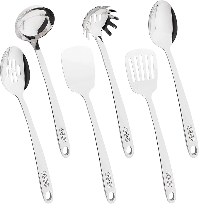 Viking 4-Piece Premium Cookware Bundle – 10” Nonstick Frying Pan 2.4 Qt Sauce Pan with Lid 8 Qt Stock Pot 6 Stainless Steel Kitchen Utensils – Oven &amp Dishwasher Safe Induction Ready