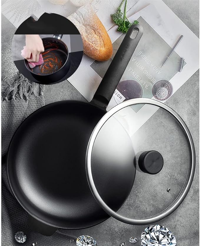 Cookware Set Black Pan with Lid Cutlery Collection Cookware Cutlery Cookware Nonstick Kitchen Supplies