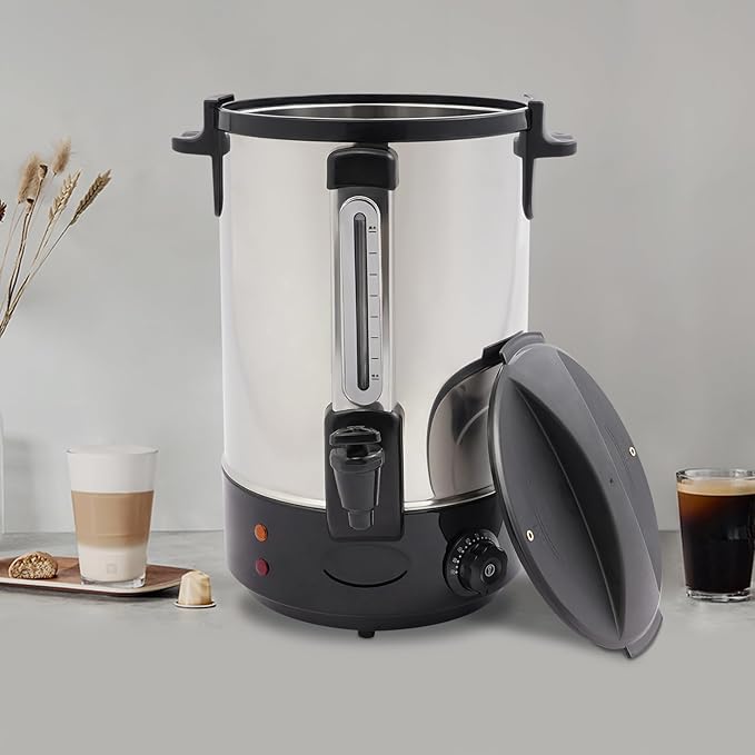 Commercial Coffee Maker 4.76 Gal 110V Stainless Steel Coffee Dispenser 1800W Hot Coffee Dispenser Adjustable Temperature Tabletop Hot Water Urn for Restaurant Office Meeting Room (Black)