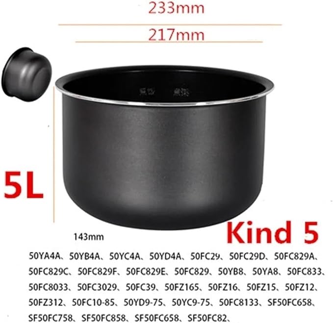 Electric Rice Cooker Inner Pot Compatible for SUPOR Electric Pressure Cooker Inner Pot 2.5L/3L/4L/5L/6L Non Stick Pot Inner Pot (Multiple Kind 5(5L))