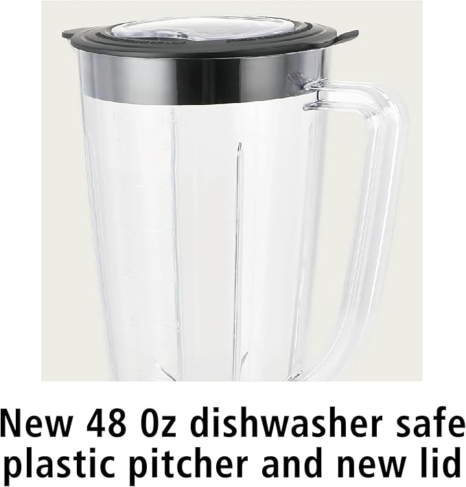Countertop Blender 6 Speed for Chop Mix Grate Blend Liquefy Pulse 48 Ounce Jar Self Cleaning Dishwasher Safe 500 Watt Black