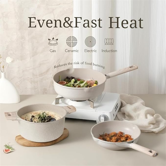 16Pcs Pots and Pans Set Non Stick Kitchen Cookware Sets Large Capacity Granite Pots Set Kitchen Induction PotsA16 Pc