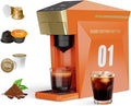 BENFUCHEN 4 in1 Single Serve Coffee Maker 19 Bar Espresso Coffee Machine For KCup/Nespre sso OriginalLine Capsules/Ground Coffee Single Cup Coffee Brewer 1400W Fast Brew in 1 Minute Vibrant Orange