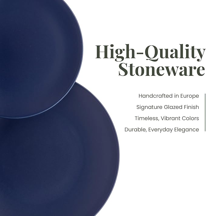 Larder &amp Vine Ceramic Stoneware Dinnerware 16-Piece Set 4 Place Settings (Indigo)