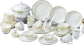 Home Banquet Cutlery Set White Bone China Cutlery Set with Dinner Plates Dessert Plates Soup Plates Saucers for Gifts Wedding Hotel 62 Piece