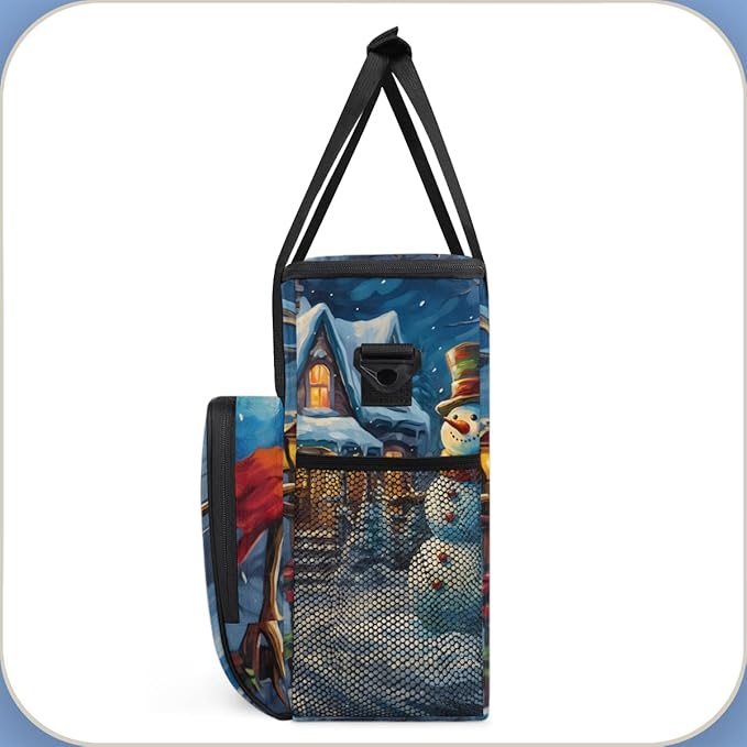 Xmas Snowman Coffee Maker Carrying Bag Abstract Snowman Travel Storage Bag Compatible with K-Mini or K-Mini Plus Single Serve Coffee Brewer Carrying Case with Multiple Pockets &amp Shoulder Strap