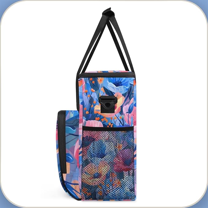 Radiant Flower Coffee Maker Carrying Bag Portable Travel Storage Tote Bag Compatible with K-Mini or K-Mini Plus Single Serve Coffee Brewer Carrying Case with Multiple Pockets &amp Shoulder Strap