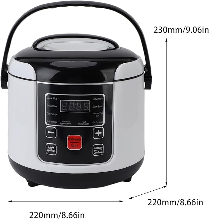 Haofy 12V Mini Rice Cooker Portable for Car 2L Stick Proof Multifunctional with Steaming Basket Inner Pot