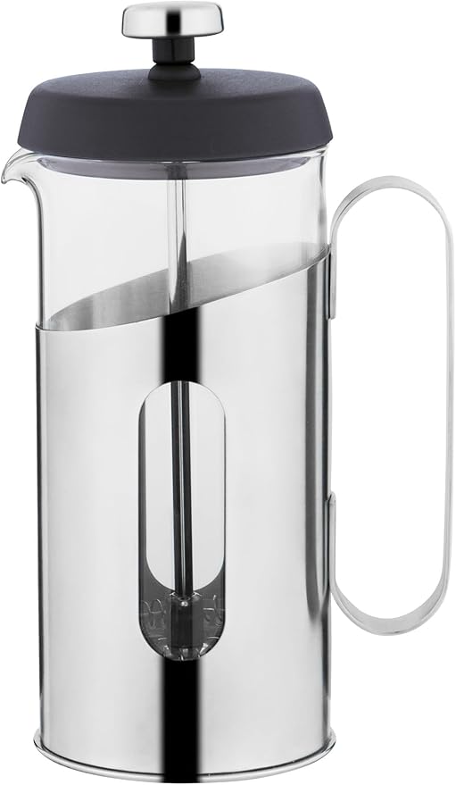 Berghoff Essentials Heat-resistant Glass French Press Maestro PP Lid 0.37 qt. Ergonomically Designed 18/10 Stainless Steel Handle Up to 3-Cup Satin Finish