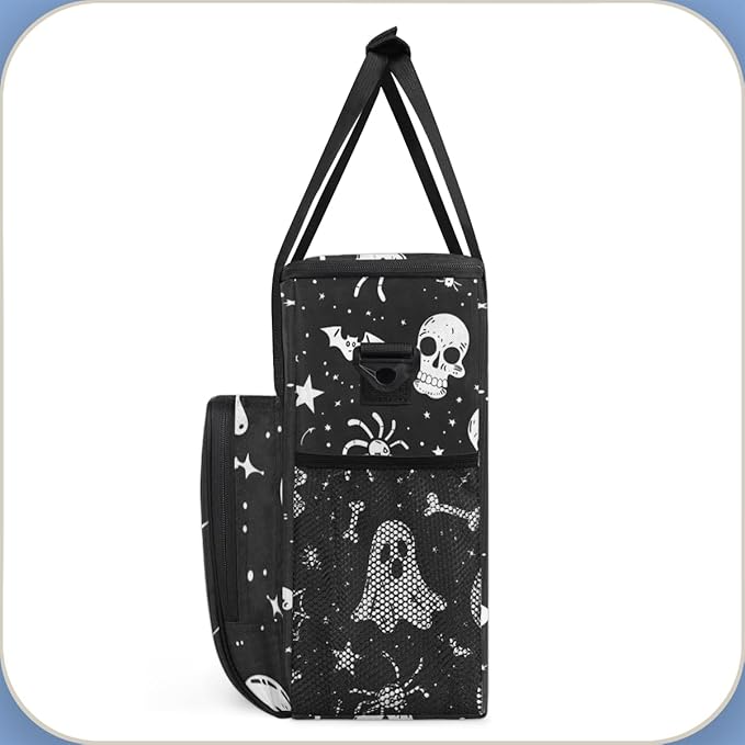 Ghosts Spiders Pumpkins Coffee Maker Carrying Bag Travel Storage Bag Compatible with K-Mini or K-Mini Plus Single Serve Coffee Brewer Carrying Case with Multiple Pockets &amp Shoulder Strap