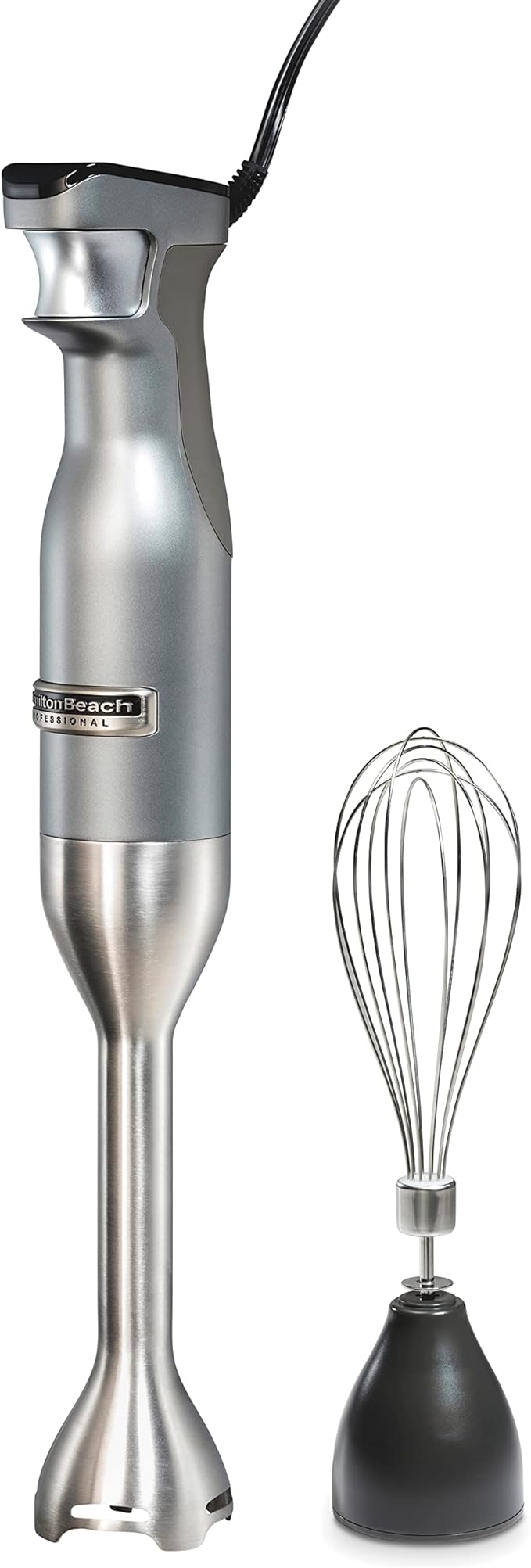 Hamilton Beach Professional Electric Hand Immersion Blender with Variable Speed + LED Screen 300 Watts of Peak Power Stainless Steel Whisk and Blade Silver (59750)