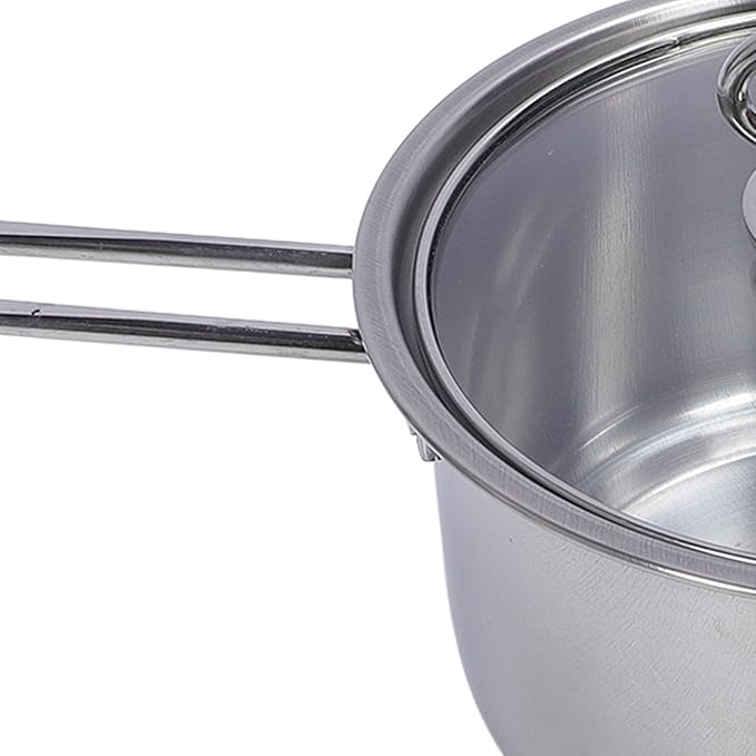 Pots and Pans Set Non Stick Stainless Steel Cookware Set | 1 Frying Pan 1 Large Stock Pot 1 Small Sauce Pan with Lids Kitchen Tool Cooking Pan Easy to Clean