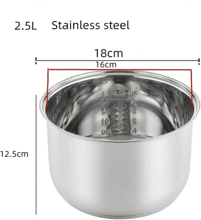 2.5L 4L 5L 6L Stainless Steel Liner Ceramic Glaze Liner Rice Cooker Electric Pressure Cooker Inner Bowl(2.5L B)
