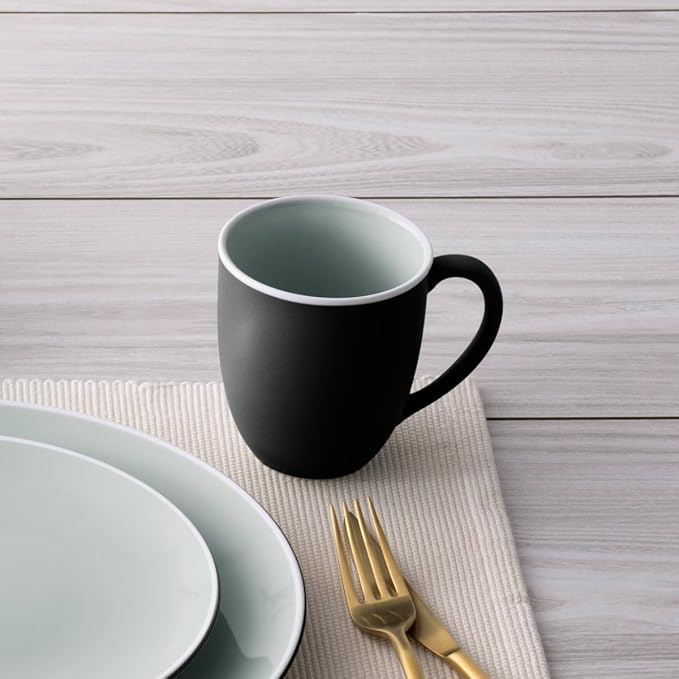 Noritake ColorTrio Graphite 16-Piece Coupe Dinnerware Set Service for 4