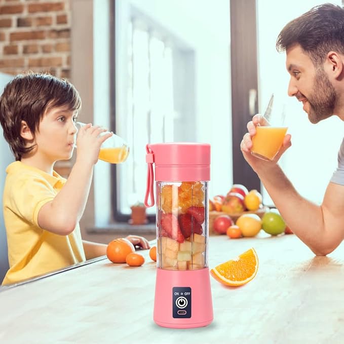 Electric USB Juicer Blender Portable Juicer Cup 380ml Water Bottle Juicer Machine with 6 Blades 2000mAhpink