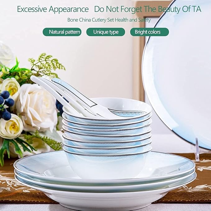 56/60Pcs Ceramic Dinnerware Set Bone China Tableware Dishes Plates Ceramic Combination Dinner Service Set Diner Set