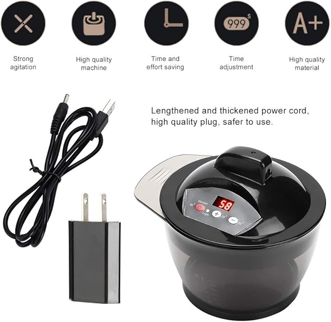 Electric Mixer Electric Blender with Scales Mixing Bowl US Plug Automatic Dye Cream Blender for Hair Salon Home
