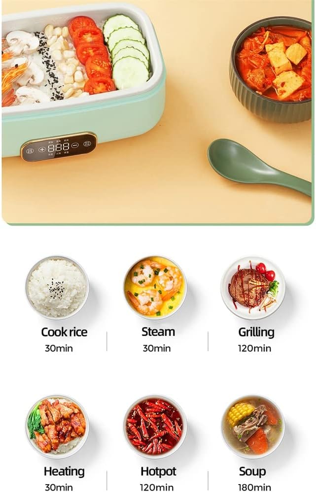 HBJWOV 500W Rice Cooker Portable Cooking Pot Insulation Food Preserver Mini Frying Pan