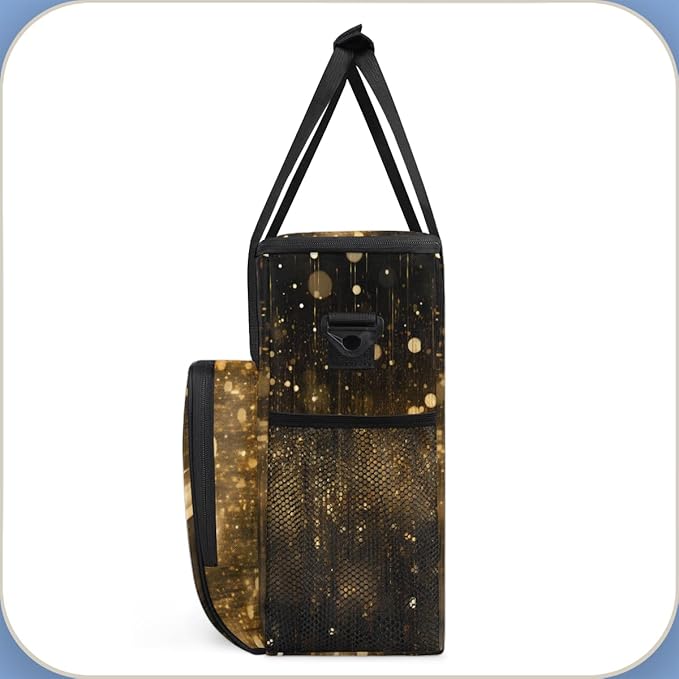 Glitter Coffee Maker Carrying Bag Black Gold Portable Travel Storage Tote Bag Compatible with K-Mini or K-Mini Plus Single Serve Coffee Brewer Carrying Case with Multiple Pockets &amp Shoulder Stra