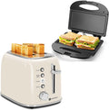 Aigostar Toaster 2 Slice Sandwich Maker Panini Press Tostadora de Pan Retro Extra-Wide Slot Toasters Best Rated Prime for Bagels Breads Waffles