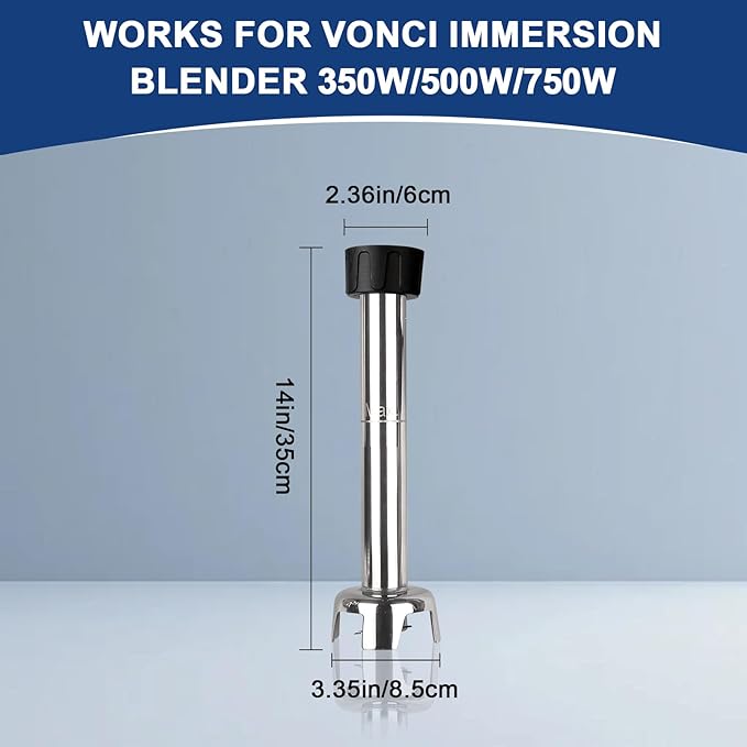 VONCI 14inch Commercial Immersion Blender Detachable Shaft 350W 500W &amp 750W Compatible Stainless Steel Removable Shaft.