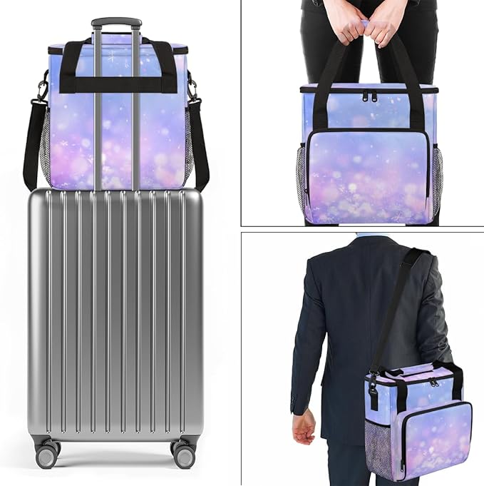 Glitter Coffee Maker Carrying Bag Blue Sequin Portable Travel Storage Tote Bag Compatible with K-Mini or K-Mini Plus Single Serve Coffee Brewer Carrying Case with Multiple Pockets &amp Shoulder Str