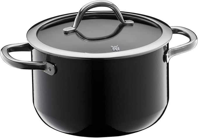 WMF Fusiontec Inspire 3-Piece Saucepan Set Black High-Tech Ceramic Induction Includes 3 Pots and 1 Glass Lid
