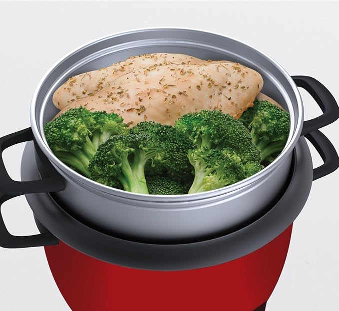 6 Cup Rice Cooker RED (Renewed)