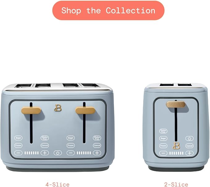 4 Slot Toaster with Touch Control Panel 1800W Fast Heating 7 Toast Shade Levels Extra Wide Slots for Bagels Removable Crumb Tray (Cornflower Blue)