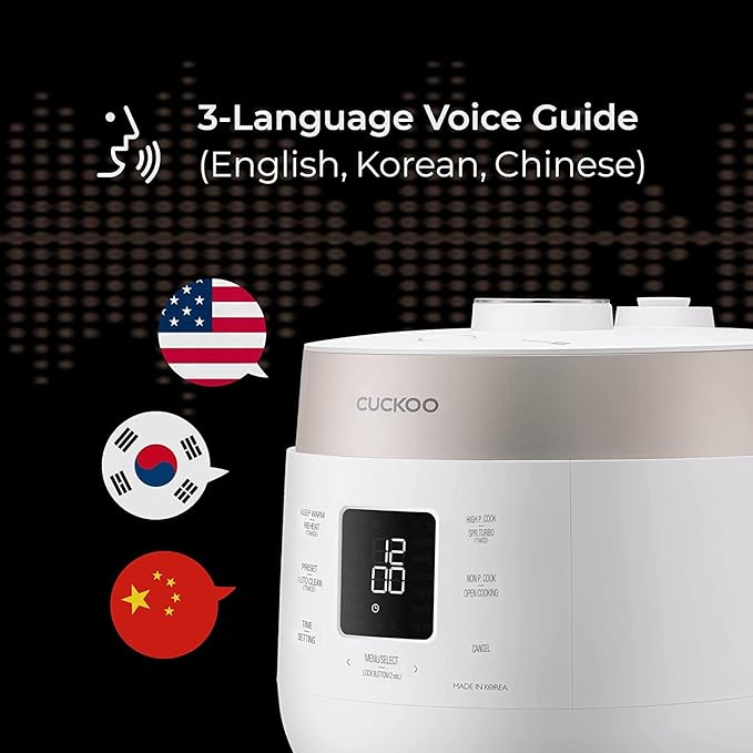 CUCKOO CRP-ST1009F | 10-Cup (Uncooked) Twin Pressure Rice Cooker &amp Warmer | 12 Menu Options: High/Non-Pressure Steam &amp More Made in Korea Gray (Renewed) (Renewed)