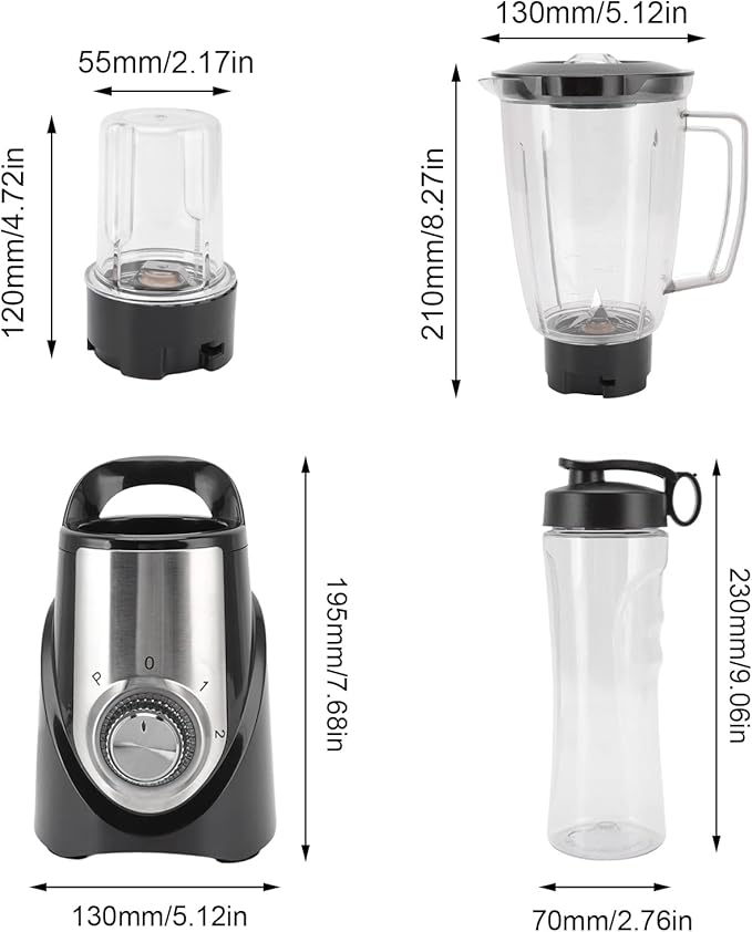 Blender 350W Electric Fruit Mixer with Lids Multifunctional Food Processing Blender Low Noise Countertop Blender for Home Fruits Vegetables(Three Cup)