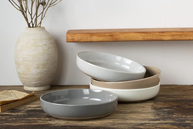 famiware 16 Pieces Plates and Bowls Dinnerware Sets for 4 Multicolor &amp Green