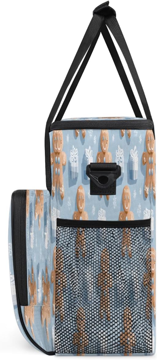 Merry Christmas Ginger Fruit Gift Coffee Maker Carring Bag Travel Carrying Storage Tote Bag Compatible with Keurig K-Mini or K-Mini Plus Portable Single Serve Coffee Brewer Case with Pockets