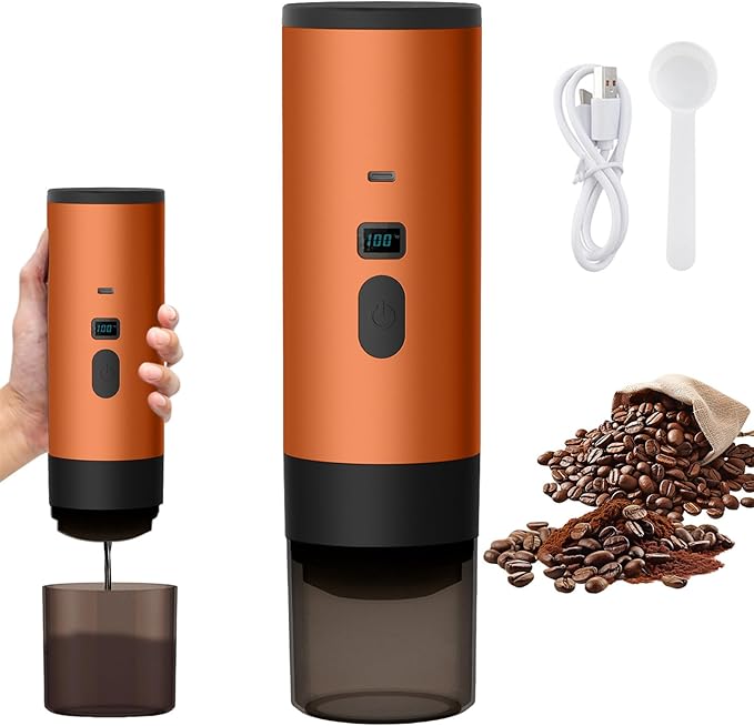 Portable Coffee Maker Espresso Machine Travel Espresso Maker USB-C ChargingHeating Pump Press Coffee Maker Electric Capsule Coffee Machine for RVCar Hiking Camping Office