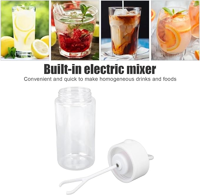 Electric Shaker Bottle 300ml Auto Mixing Cup with Built-in Stirrer Portable Battery-Operated Drink Mixer for Protein &amp Smoothies (White)(White)