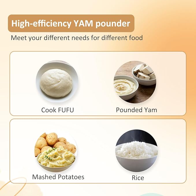 Yam Pounding Machine 3L 700W Electric African Food Cooker to Make Pounded Yam Plantains CocoyamsCassava FuFu COOK AND POUND