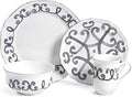Mikasa Scroll 4 Piece Place Setting Dinnerware Set Gray/Antique White