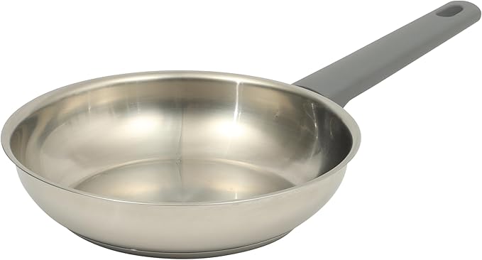 Oster Beauford 8-Inch Stainless Steel Frying Pan – Induction Oven &amp Dishwasher Safe Skillet Soft-Touch Gray Handle 5-Ply Encapsulated Bottom